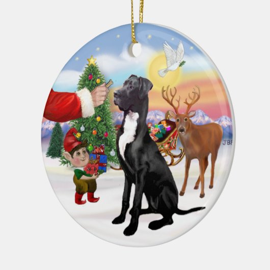 Santas Treat - Black Great Dane Keramisch Ornament (Links)