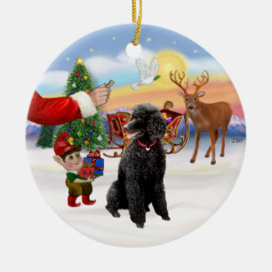 Santa's Treat - Black Standard Poedel Keramisch Ornament