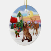 Santas Treat - Bloodhound Keramisch Ornament (Rechts)