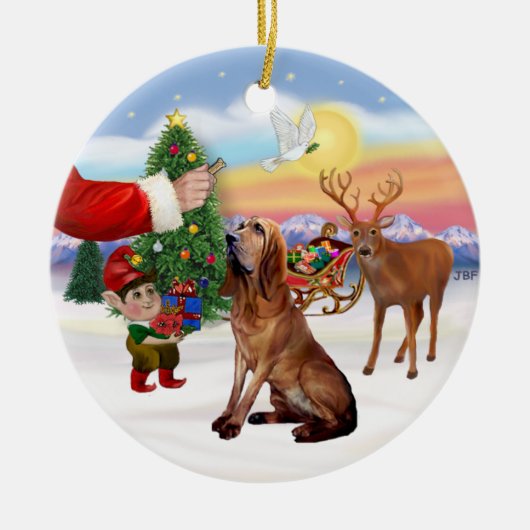 Santas Treat - Bloodhound Keramisch Ornament (Voorkant)