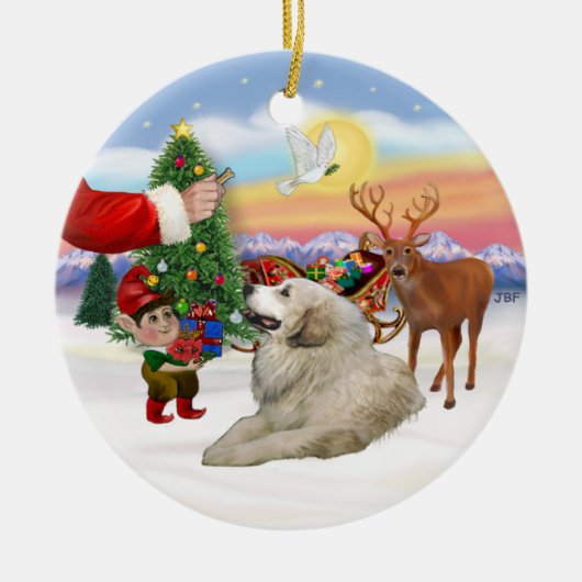 Santas Treat - Great Pyrenees Keramisch Ornament (Voorkant)