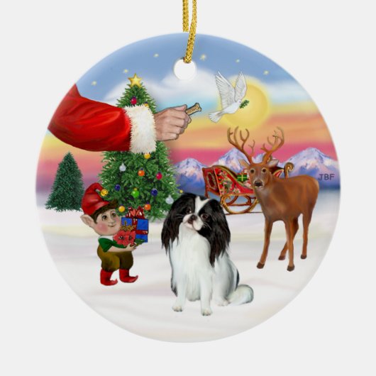 Santas Treat - Japanese Chin Keramisch Ornament (Voorkant)