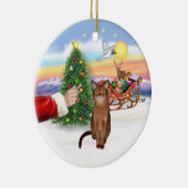 Santas Treat - Ruddy Abyssinian cat Keramisch Ornament (Rechts)
