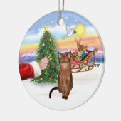 Santas Treat - Ruddy Abyssinian cat Keramisch Ornament (Links)