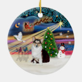 Santa's Treat - Welsh Corgi (drievoudige kleur) Keramisch Ornament (Achterkant)