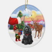 Santas Treat - Zwarte Cocker Spaniel Keramisch Ornament (Links)