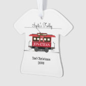 Santa's Trolley Genumbered Shirt kerstversiering Ornament (voorkant)
