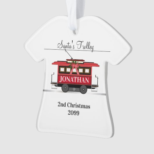 Santa's Trolley Genumbered Shirt kerstversiering Ornament (voorkant)