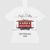 Santa's Trolley Genumbered Shirt kerstversiering Ornament (achterkant)