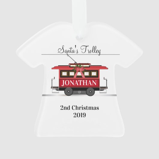 Santa's Trolley Genumbered Shirt kerstversiering Ornament (achterkant)