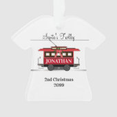 Santa's Trolley Genumbered Shirt kerstversiering Ornament (voorkant)