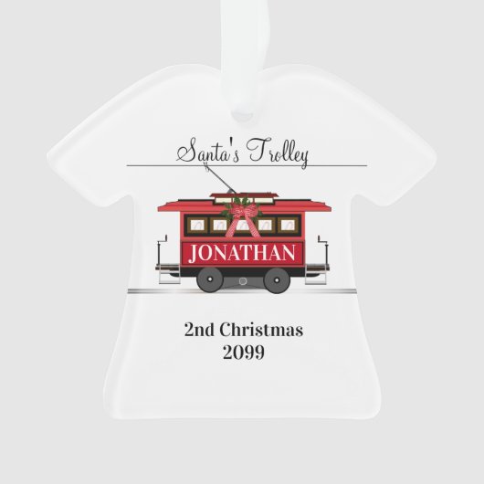 Santa's Trolley Genumbered Shirt kerstversiering Ornament (voorkant)