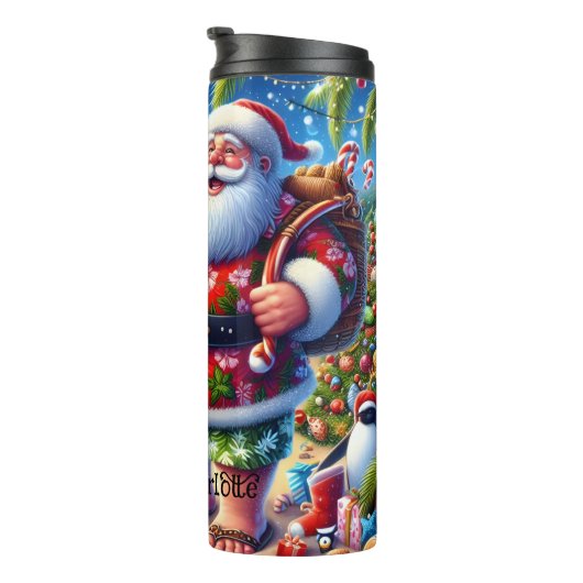 Santa's Tropical Beach Kerstpret Thermosbeker (Geroteerd rechts)