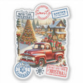 Santa's Truck & Tree: Feestelijke scène Sticker (Voorkant)