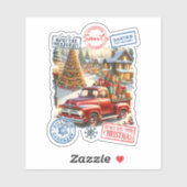 Santa's Truck & Tree: Feestelijke scène Sticker (Vel)