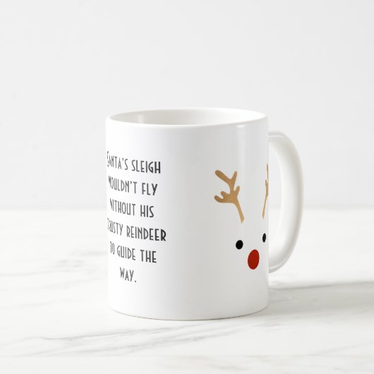 Santa's Trusty Rendier Minimal Koffiemok (Voorkant rechts)