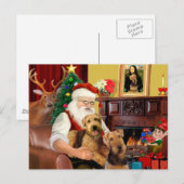 Santas Twee Airedales Feestdagenkaart (Voorkant / Achterkant)