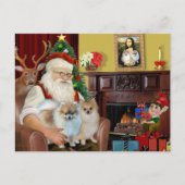 Santa's Two Pomeranians Feestdagenkaart (Voorkant)