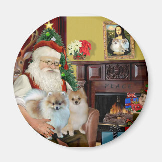 Santa's Two Pomeranians Magneet