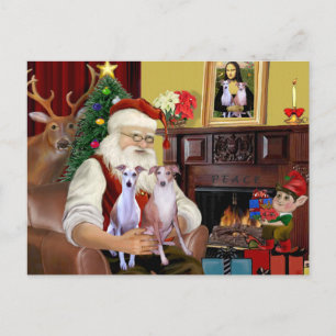 Santa's Two Whippets Feestdagenkaart