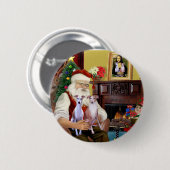 Santa's Two Whippets Ronde Button 5,7 Cm (Voorkant /achterkant)