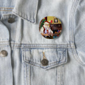 Santa's Two Whippets Ronde Button 5,7 Cm (In situ)