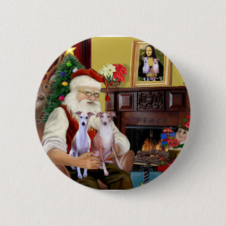 Santa's Two Whippets Ronde Button 5,7 Cm
