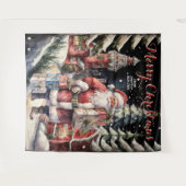 Santa's Village Vrolijk Kerstmis Hanging Tapestry Wandkleed (Voorkant (horizontaal))