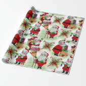 Santa's Vintage Workshop Cadeaupapier (Uitgerold)