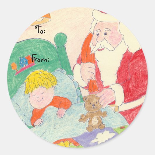 Santa's Visit cadeau label stickers (Voorkant)