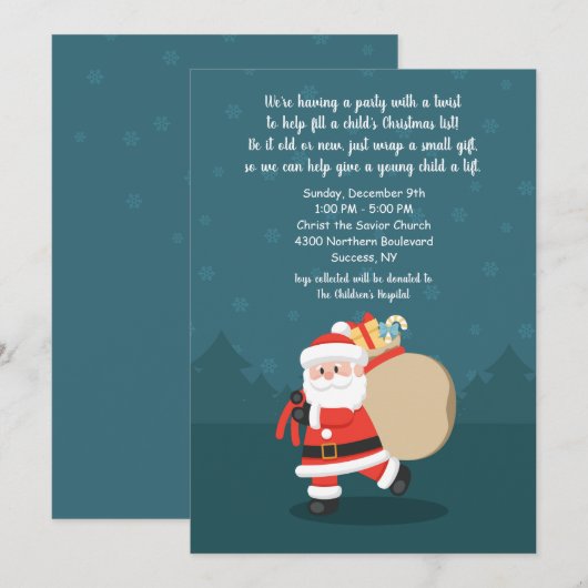 Santa's Visit Christmas Kaart (Voorkant / Achterkant)