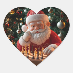 Santa's Volgende Zet – Grappige Schaak Kerststicke Hart Sticker