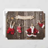 Santa's wasgoed feestdagenkaart (Voorkant / Achterkant)