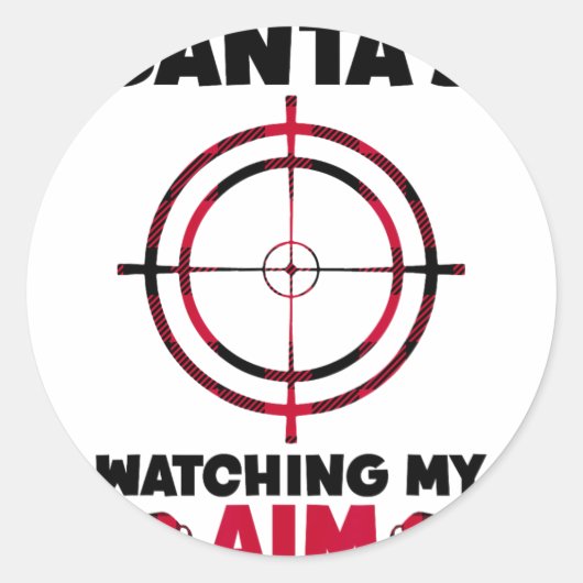 Santa's Watching My Aim - Boar Hog Hunting 1 Ronde Sticker (Voorkant)