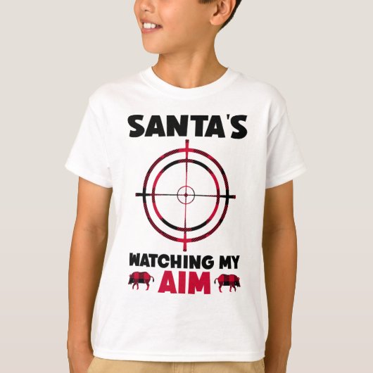 Santa's Watching My Aim - Boar Hog Hunting 1  T-shirt (Voorkant)