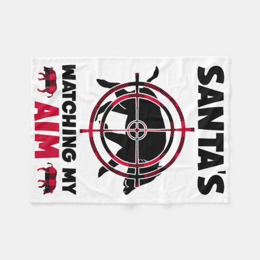Santa's Watching My Aim - Boar Hog Hunting  Fleece Deken (Voorkant (Horizontaal))