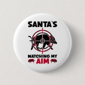 Santa's Watching My Aim - Boar Hog Hunting  Ronde Button 5,7 Cm (Voorkant)