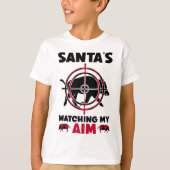 Santa's Watching My Aim - Boar Hog Hunting  T-shirt (Voorkant)