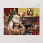 Santa's Welsh Terriers (TWO) Feestdagenkaart (Voorkant)