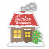 Santa's werkplaats Kerst vinyl sticker (Voorkant)