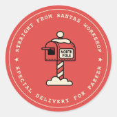 Santas Werkplaats Sticker | Noordpool Levering (Voorkant)