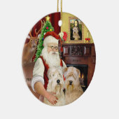 Santa's Wheaten Terriers (TWEE) Keramisch Ornament (Rechts)