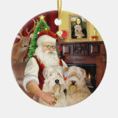Santa's Wheaten Terriers (TWEE) Keramisch Ornament (Voorkant)