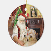 Santa's Wheaten Terriers (TWEE) Keramisch Ornament (Links)