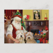 Santa's Wheaten Terriers (TWO) Feestdagenkaart (Voorkant)