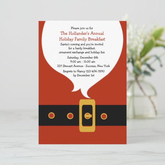 Santa's White Beard Invitation Kaart (Staand voorkant)