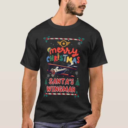 Santa's Wingman - Kerst piloot voor de luchtvaart T-shirt (Voorkant)