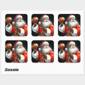 Santa's Winter Football Fun Vierkante Sticker (Vel)