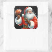 Santa's Winter Football Fun Vierkante Sticker (Tas)