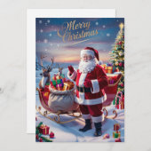 Santa's Winter Wonderland Flat Holiday Kaart (Voorkant / Achterkant)